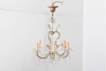 イタリアアンティーク　ガラスドロップが揺れる華やかなシャンデリア　(R-087050)