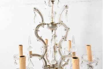 イタリアアンティーク　ガラスドロップが揺れる華やかなシャンデリア　(R-087050)