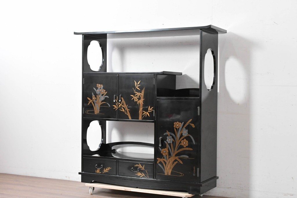 和製ヴィンテージ　作家物　在銘　輪島塗の気品漂う茶棚　定価約250万円　(R-087051)