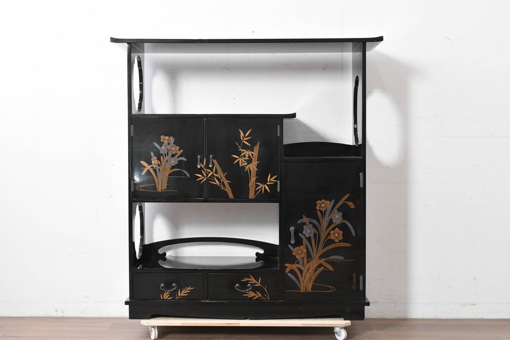 和製ヴィンテージ　作家物　在銘　輪島塗の気品漂う茶棚　定価約250万円　(R-087051)