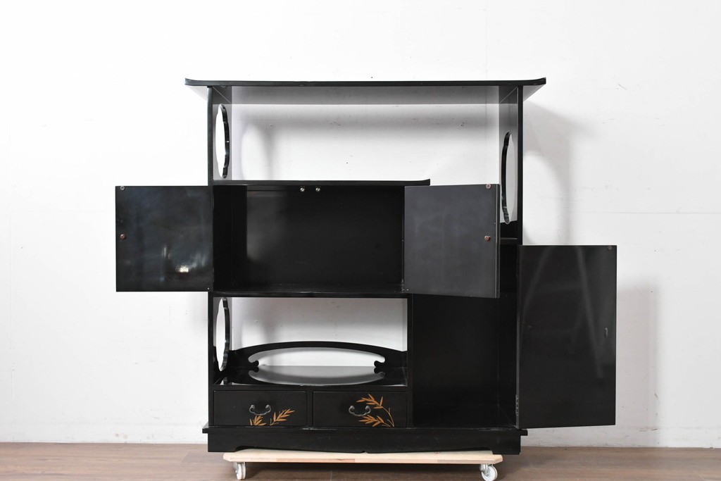 和製ヴィンテージ　作家物　在銘　輪島塗の気品漂う茶棚　定価約250万円　(R-087051)