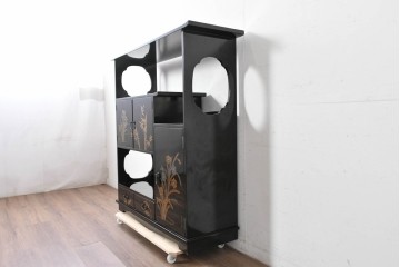 和製ヴィンテージ　作家物　在銘　輪島塗の気品漂う茶棚　定価約250万円　(R-087051)