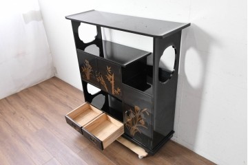 和製ヴィンテージ　作家物　在銘　輪島塗の気品漂う茶棚　定価約250万円　(R-087051)