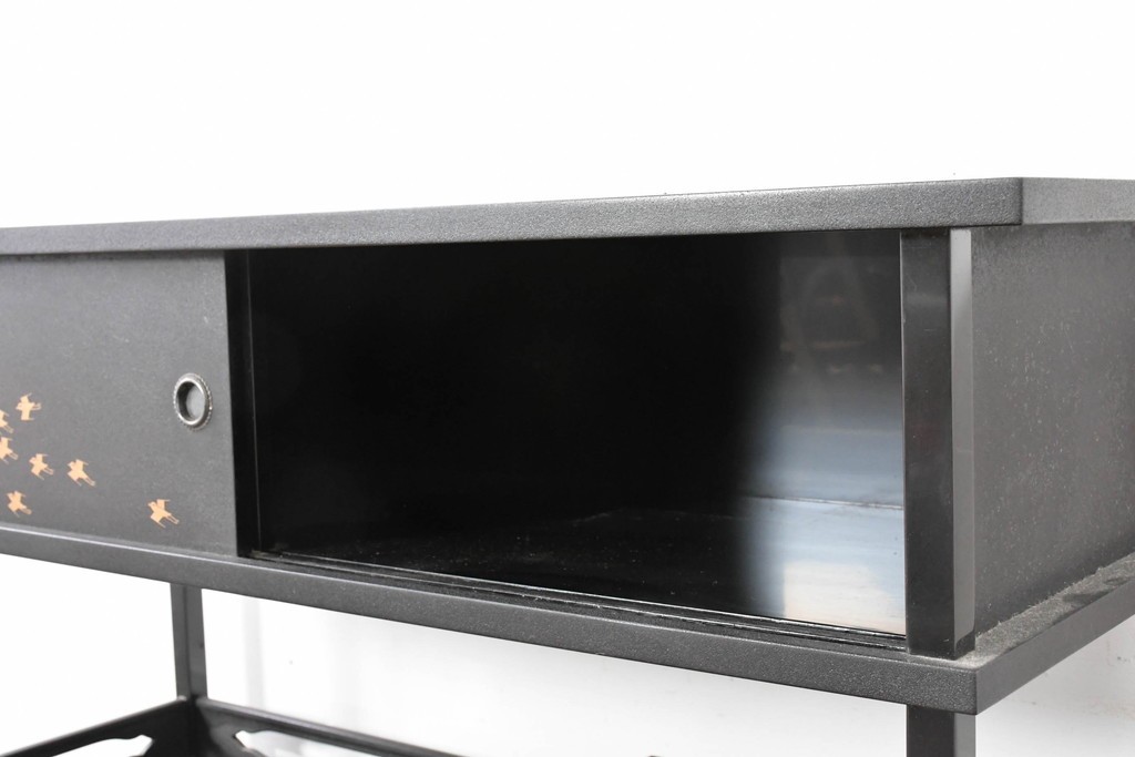 和製ヴィンテージ　在銘　輪島塗　群れ飛ぶ千鳥と波模様の茶棚　定価約240万円　(R-087052)