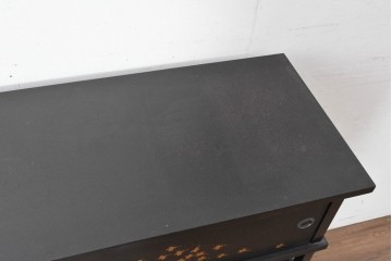 和製ヴィンテージ　在銘　輪島塗　群れ飛ぶ千鳥と波模様の茶棚　定価約240万円　(R-087052)