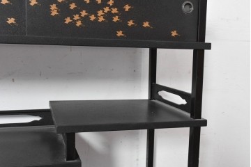 和製ヴィンテージ　在銘　輪島塗　群れ飛ぶ千鳥と波模様の茶棚　定価約240万円　(R-087052)