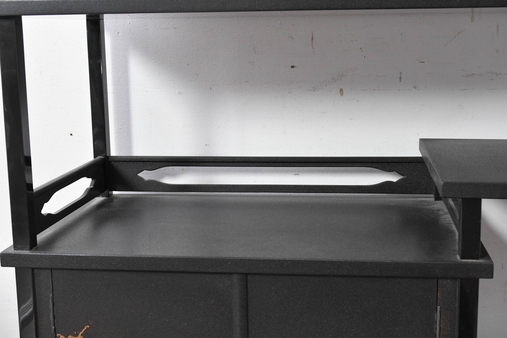 和製ヴィンテージ　在銘　輪島塗　群れ飛ぶ千鳥と波模様の茶棚　定価約240万円　(R-087052)