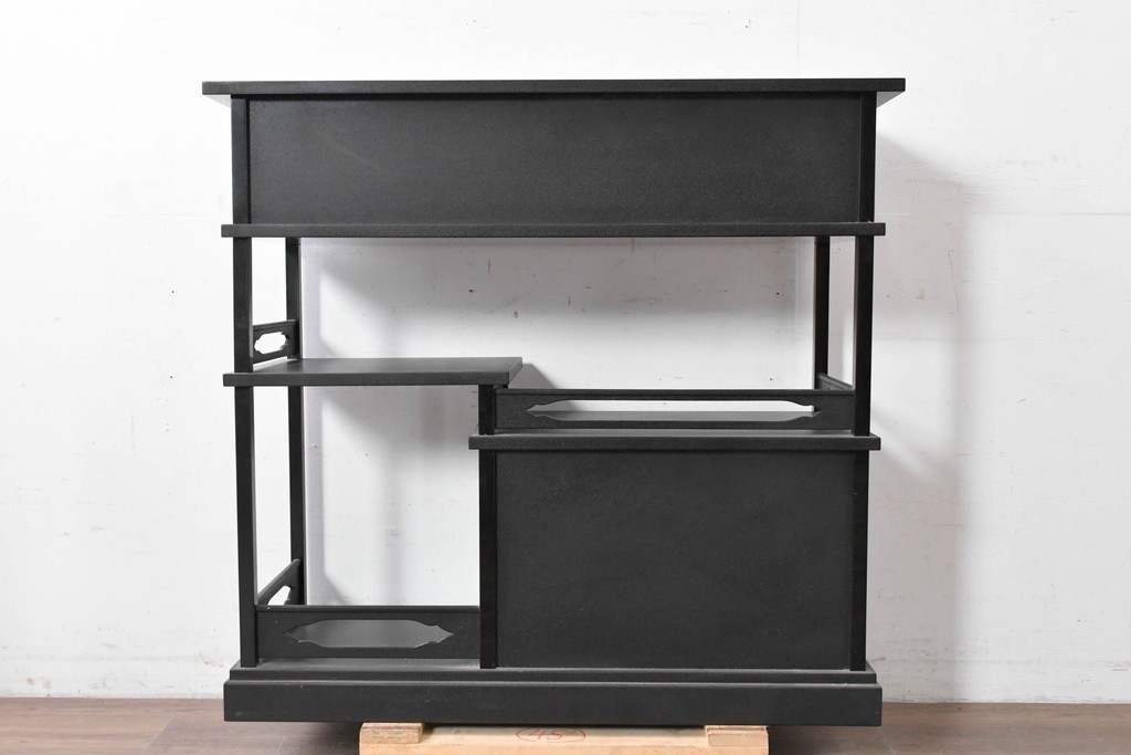 和製ヴィンテージ　在銘　輪島塗　群れ飛ぶ千鳥と波模様の茶棚　定価約240万円　(R-087052)