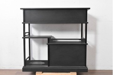 和製ヴィンテージ　在銘　輪島塗　群れ飛ぶ千鳥と波模様の茶棚　定価約240万円　(R-087052)