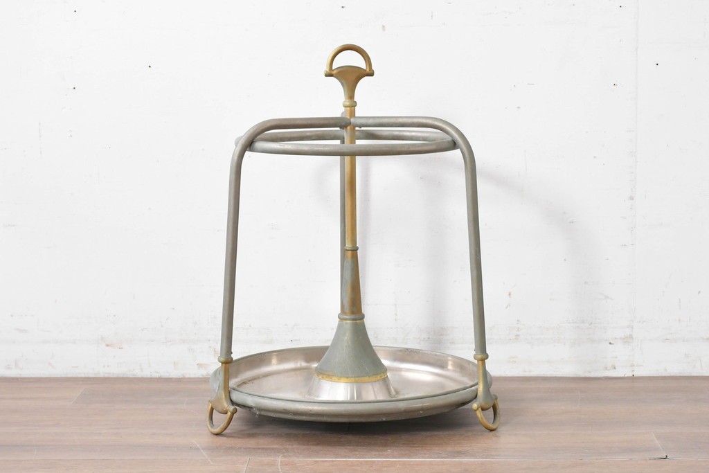 【簡易リペア限定品】　イタリアヴィンテージ　激レア希少!!　オールドGUCCI(グッチ)　ホースビットモチーフが印象的なメタリックアンブレラスタンド　(R-087054)