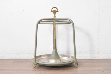 【簡易リペア限定品】　イタリアヴィンテージ　激レア希少!!　オールドGUCCI(グッチ)　ホースビットモチーフが印象的なメタリックアンブレラスタンド　(R-087054)