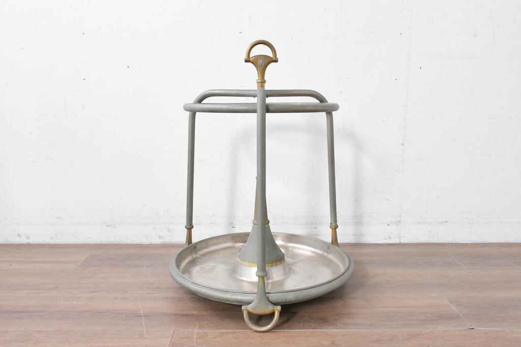 【簡易リペア限定品】　イタリアヴィンテージ　激レア希少!!　オールドGUCCI(グッチ)　ホースビットモチーフが印象的なメタリックアンブレラスタンド　(R-087054)