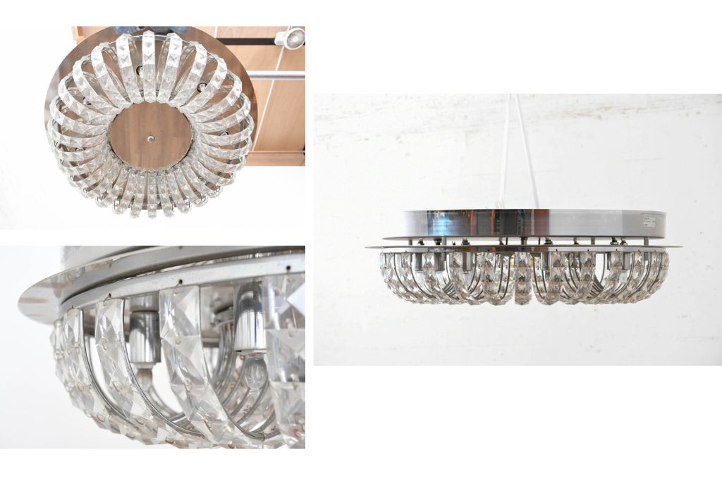 中古　yamagiwa(ヤマギワ)　RILLIA(リリア)　G1524　きらびやかなクリスタルガラスのシャンデリア　定価約21万円　(R-087055)