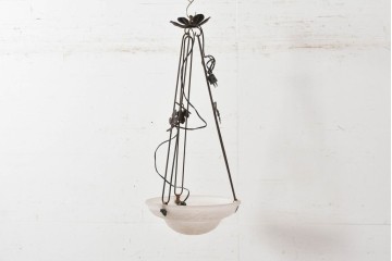 《引っ掛けシーリング式ペンダントライト加工費込み》フランスアンティーク　Cristalleries de Verdun(クリスタル・ド・ヴェルダン)　アールデコデザインのペンダントライト　(R-087057)