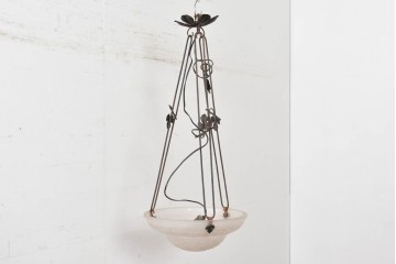 《引っ掛けシーリング式ペンダントライト加工費込み》フランスアンティーク　Cristalleries de Verdun(クリスタル・ド・ヴェルダン)　アールデコデザインのペンダントライト　(R-087057)