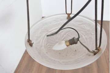 《引っ掛けシーリング式ペンダントライト加工費込み》フランスアンティーク　Cristalleries de Verdun(クリスタル・ド・ヴェルダン)　アールデコデザインのペンダントライト　(R-087057)