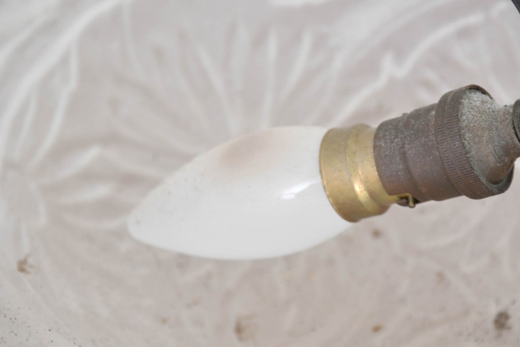 《引っ掛けシーリング式ペンダントライト加工費込み》フランスアンティーク　Cristalleries de Verdun(クリスタル・ド・ヴェルダン)　アールデコデザインのペンダントライト　(R-087057)