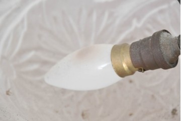 《引っ掛けシーリング式ペンダントライト加工費込み》フランスアンティーク　Cristalleries de Verdun(クリスタル・ド・ヴェルダン)　アールデコデザインのペンダントライト　(R-087057)