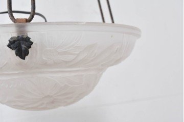 《引っ掛けシーリング式ペンダントライト加工費込み》フランスアンティーク　Cristalleries de Verdun(クリスタル・ド・ヴェルダン)　アールデコデザインのペンダントライト　(R-087057)