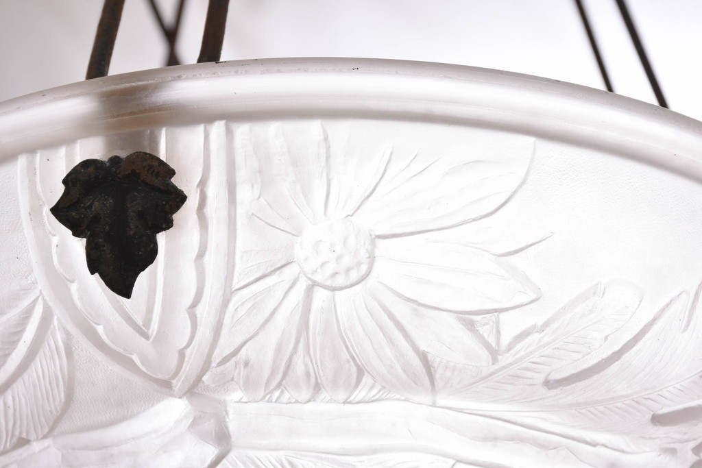 《引っ掛けシーリング式ペンダントライト加工費込み》フランスアンティーク　Cristalleries de Verdun(クリスタル・ド・ヴェルダン)　アールデコデザインのペンダントライト　(R-087057)