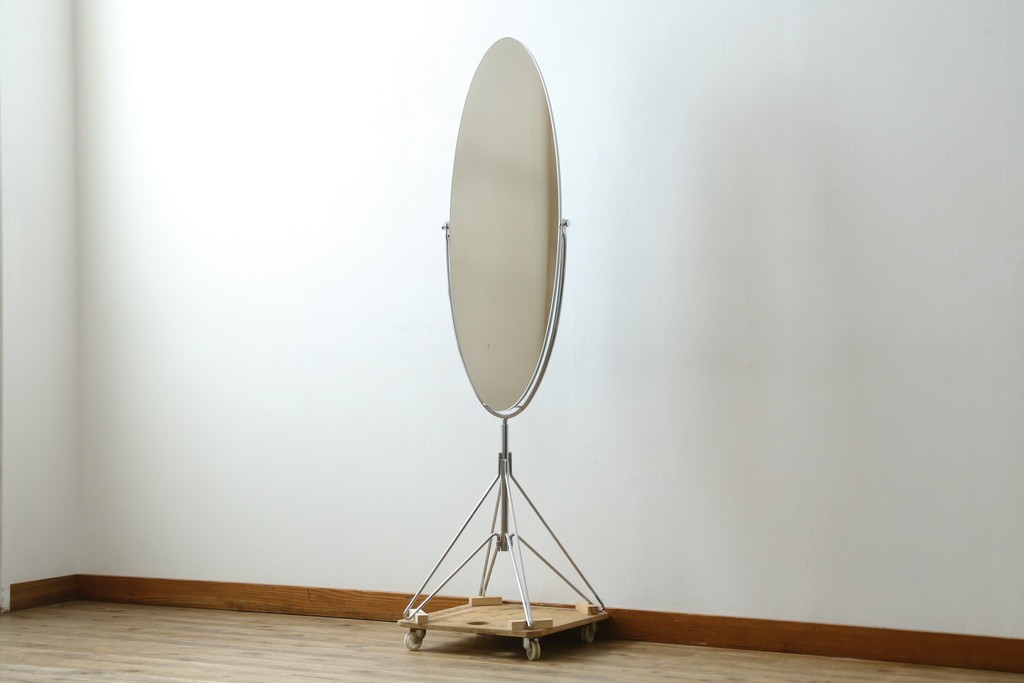 オールドアスプルンド(ASPLUND)　希少な絶版品　Arrow(アロー)　オーバルデザインのスタンドミラー　(R-087058)