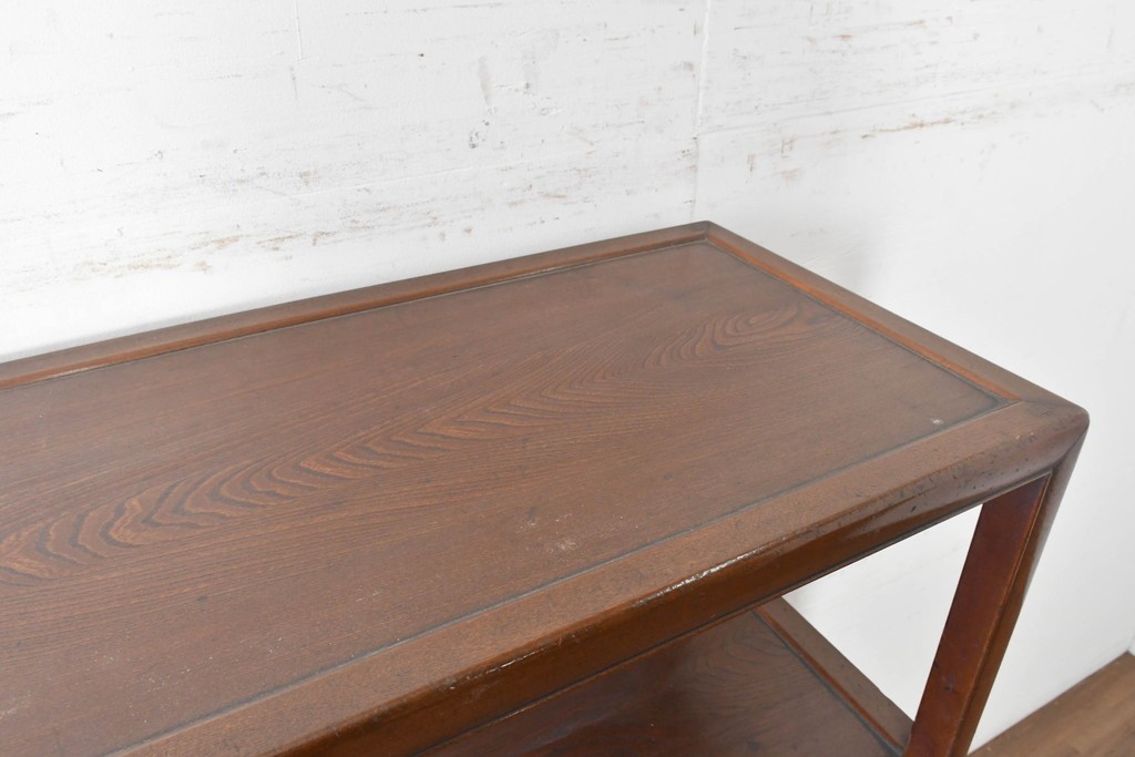 和製アンティーク　明治大正期　高級品　象嵌細工(花・蝶・笹・鳥の図)が美しい飾り棚　(R-087061)