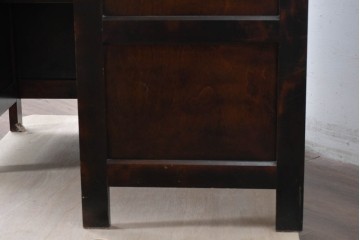 中古　北海道民芸家具　重厚感のある佇まいのコーナーデスク　(R-087062)