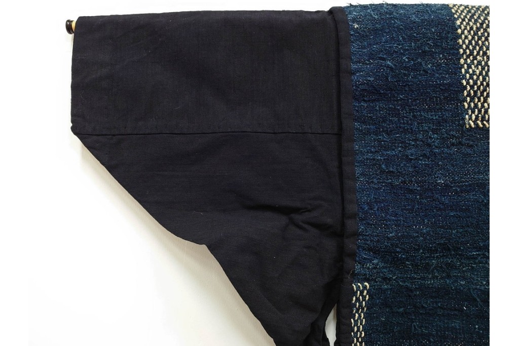 綿製　藍染　刺し子の意匠がアクセントの野良着　(R-087069)