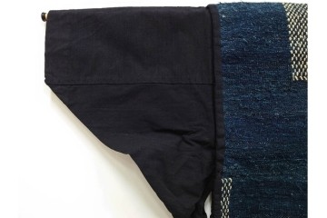 綿製　藍染　刺し子の意匠がアクセントの野良着　(R-087069)