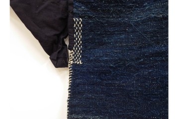 綿製　藍染　刺し子の意匠がアクセントの野良着　(R-087069)