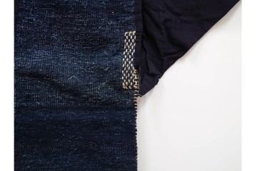 綿製　藍染　刺し子の意匠がアクセントの野良着　(R-087069)