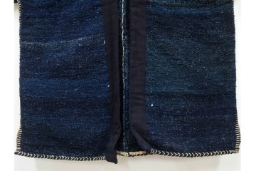 綿製　藍染　刺し子の意匠がアクセントの野良着　(R-087069)