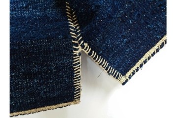 綿製　藍染　刺し子の意匠がアクセントの野良着　(R-087069)