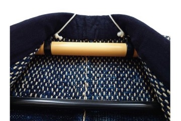 綿製　藍染　刺し子の意匠がアクセントの野良着　(R-087069)