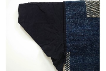 綿製　藍染　刺し子の意匠がアクセントの野良着　(R-087069)