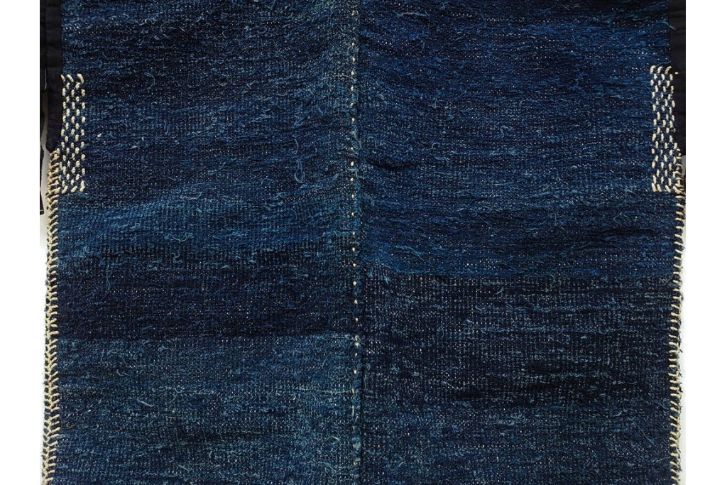 綿製　藍染　刺し子の意匠がアクセントの野良着　(R-087069)