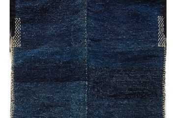 綿製　藍染　刺し子の意匠がアクセントの野良着　(R-087069)