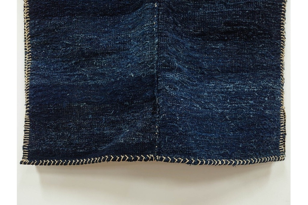 綿製　藍染　刺し子の意匠がアクセントの野良着　(R-087069)