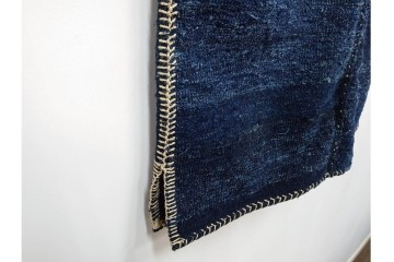 綿製　藍染　刺し子の意匠がアクセントの野良着　(R-087069)