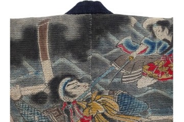 江戸～明治期　武者図が躍動する刺し子の火消し半纏　(R-087070)