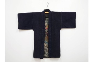 江戸～明治期　武者図が躍動する刺し子の火消し半纏　(R-087070)