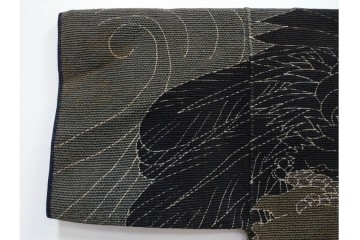 波濤に舞い降りる鷹図が迫力ある刺し子の火消し半纏　(R-087072)