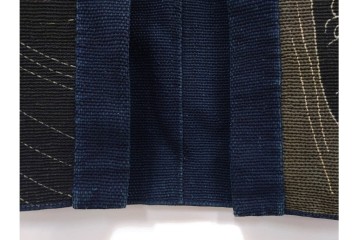 波濤に舞い降りる鷹図が迫力ある刺し子の火消し半纏　(R-087072)