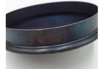 玉川堂　銅製　紫金色鎚肌の湯沸　共箱付き　(R-087075)