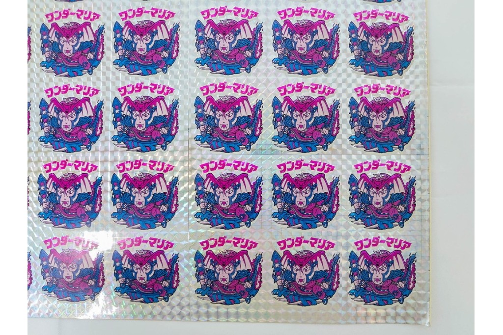 当時物　インクずれエラー　ビックリマン　悪魔VS天使シール　ワンダーマリア　パチ物のアンカットシート　(R-087078)