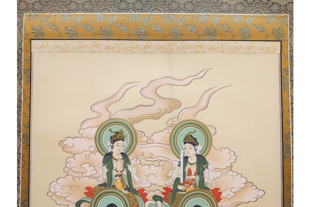 真作　堀部松庵作　「真言十三佛」　十三仏図の掛け軸　共箱付き　(R-087081)