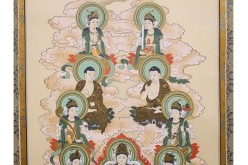 真作　堀部松庵作　「真言十三佛」　十三仏図の掛け軸　共箱付き　(R-087081)