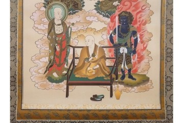 真作　堀部松庵作　「真言十三佛」　十三仏図の掛け軸　共箱付き　(R-087081)