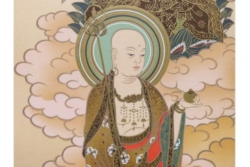 真作　堀部松庵作　「真言十三佛」　十三仏図の掛け軸　共箱付き　(R-087081)