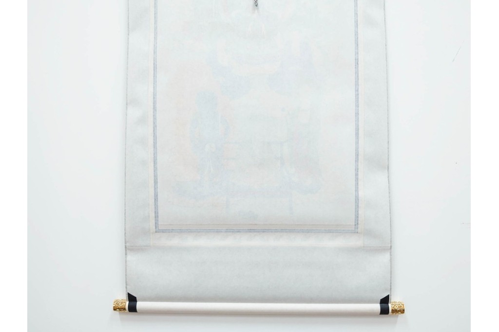 真作　堀部松庵作　「真言十三佛」　十三仏図の掛け軸　共箱付き　(R-087081)